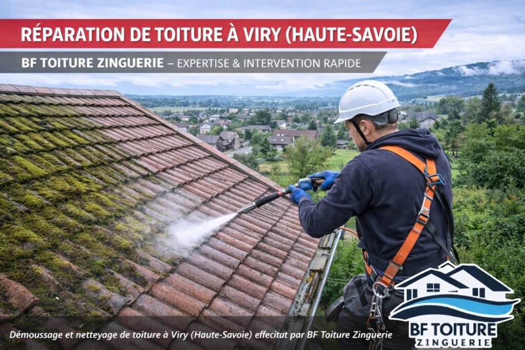 demoussage toiture Viry Haute Savoie nettoyage toiture couvreur zinguerie BF bToiture