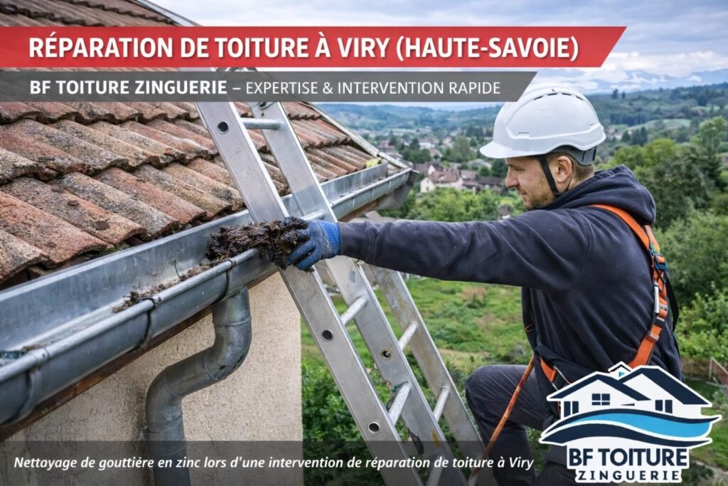 nettoyage gouttière zinc Viry Haute Savoie couvreur zinguerie entretien toiture BF Toiture
