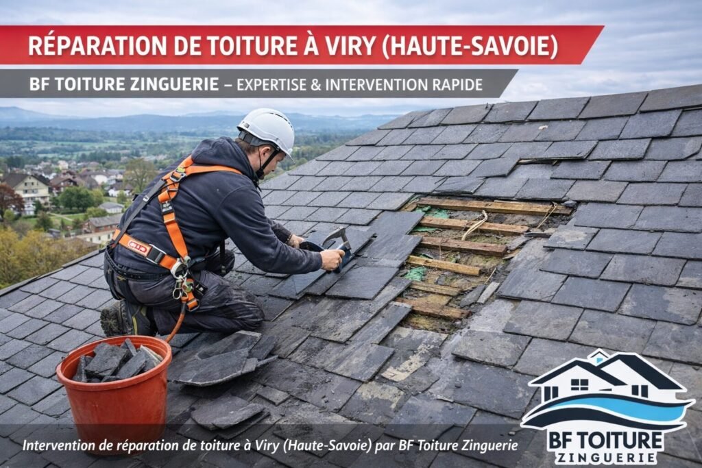 réparation de toiture à Viry en Haute-Savoie sur couverture en ardoise par BF Toiture Zinguerie